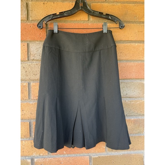 CHANEL Pleated Skirt Fully Lined Wool Mid Length 23in Long‎BlackUK 38 US 6